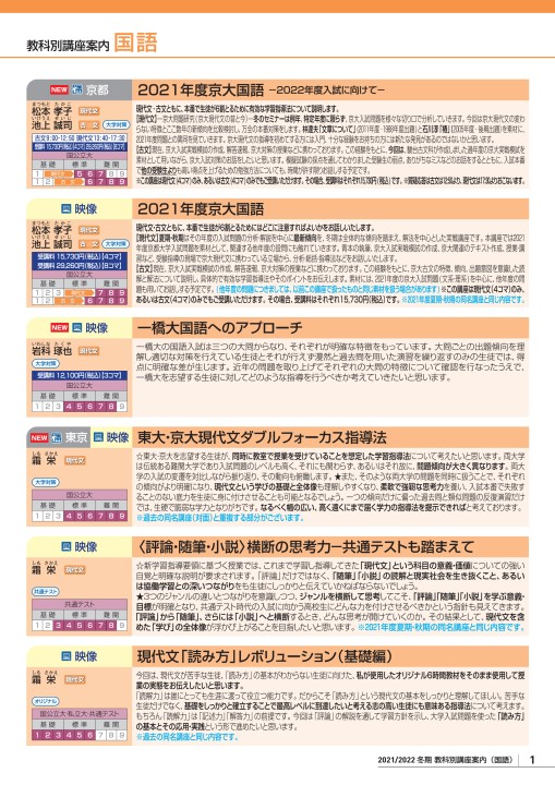 2021冬期_教育探究セミナー_国語講座案内｜駿台教育研究所